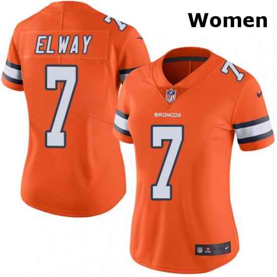 Womens Nike Denver Broncos 7 John Elway Elite Orange Rush Vapor Untouchable NFL Jersey
